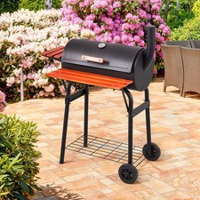 Outdoor Charcoal BBQ Grill with 2-Shelves Wheels Warming Rack Air Vent & Chimney