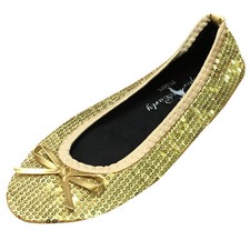 ROLL UP FOLD GOLD SEQUIN PUMPS