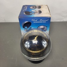 Vintage MCM Acrylic Sphere Lidded Jewelry Box Music Box & Clock Sputnik Pop Art