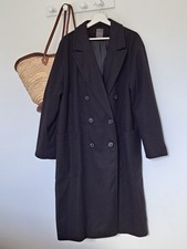 NEW-PRIMARK-SIZE UK 20-BLACK-DOUBLE BREASTED-LONG-OVERCOAT WITH POCKETS