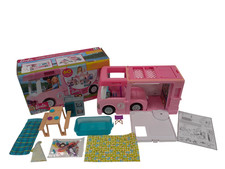 Large Barbie Camper Van With Accessories Boxed Preloved Collectables Pink Retro 