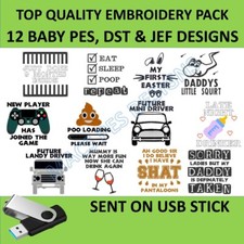Baby Quotes PES JEF DST embroidery 12 design on USB Brother baby vest business
