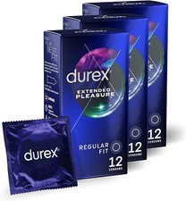 Durex Extended Pleasure 12 Pack Latex Condoms 3 Boxes of 12  (36 Condoms)