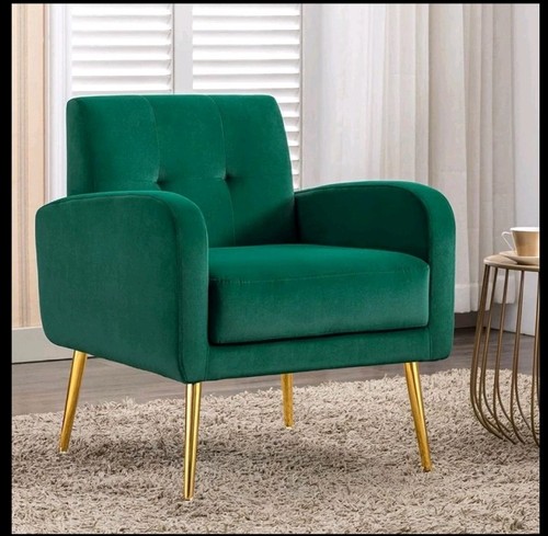 Green velvet armchair accent - green,