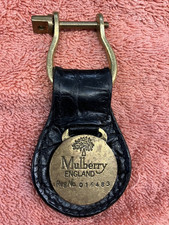 VINTAGE BLACK LEATHER MULBERRY KEY RING