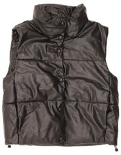 ZARA Womens Padded Gilet UK 14 Medium Black Polyurethane Modern CC12