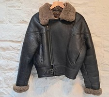Aviator Flying Bomber Jacket Shearling Size S sheepskin