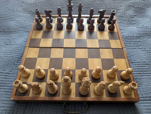 Vintage hand made wooden chess - hand,