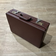 Vintage brown Leather Briefcase  Combination Lock Professional Business Attache