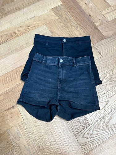 Ladies black denim shorts - denim,