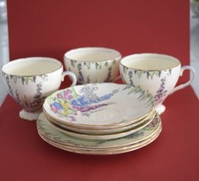 3 Foley Bone China “ Hollyhocks “ Trios.