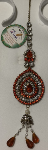 Orange clear stone - orange/clear, gold