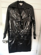 Black High Shine PVC Mackintosh by Glamorous Womens Size10