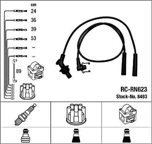 Black ignition cable kit ngk - black,