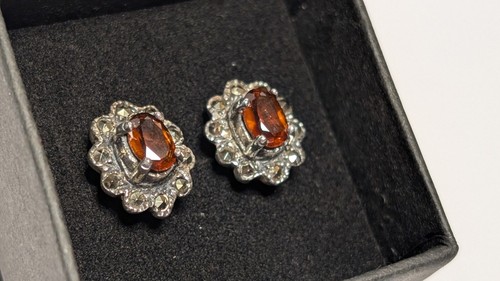 Garnet marcasite sterling - garnet,