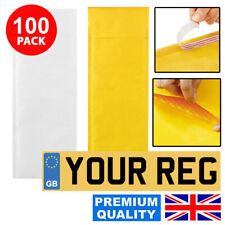 100 Padded Number Plate Envelopes 180 x 535mm Bubble Mailer Bag - GOLD / WHITE