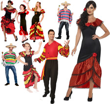 Spanish Mexican Senorita Rumba Dancer Fancy Dress Costume Ladies Mens