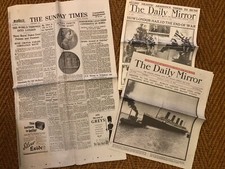 The Times & Daily Mirror reprints. Titanic / 1953 Coronation / WW2 End. VGC.