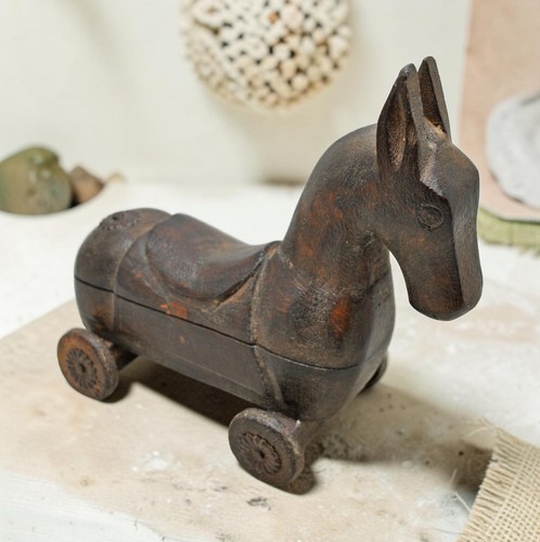 Vintage wooden horse wheels - vintage,