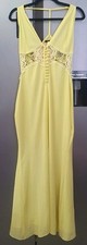Jarlo London Lace Cutout Maxi Dress UK10 EU38 US6 Yellow Boho Occasion Wedding 