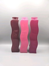 IKEA Skämt Vintage X 3 Orange Red Pink Frosted Glass Wavy Vases