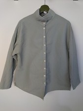 Yacco Maricard 100% Cotton Shirt Pintucked Grey High Neck Button through  Size 2