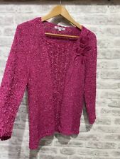 ELIZABETH SCOTT loose knit ribbon jumper pink poly size M/L PB364