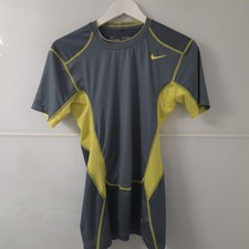 Boys Nike Pro Combat Fitted Shirt Short Sleeves Aqua Blue Size Large 21/6