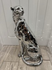 Deco 79 Silver Polystone Glam Sculpture, Leopard 16 x 7 x 9, Medium