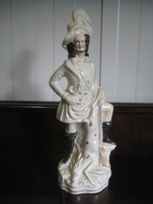 Antique 11 1/2" High Staffordshire Flatback The Hunter With Stag