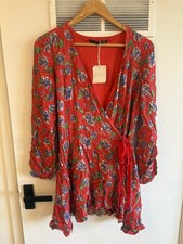 ZARA Red Floral Crossover Wrap