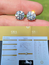 4ct TW Moissanite Screw Back Solitaire Stud Earrings - GRA Certified D FL 8mm