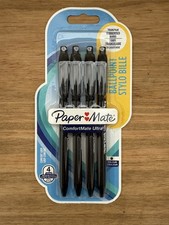 PAPERMATE COMFORTMATE ULTRA RETRACTABLE BALL POINT 4 PENS 1MM MEDIUM BLACK
