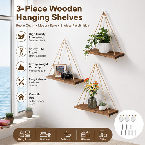 Wooden floating wall shelves - wooden,