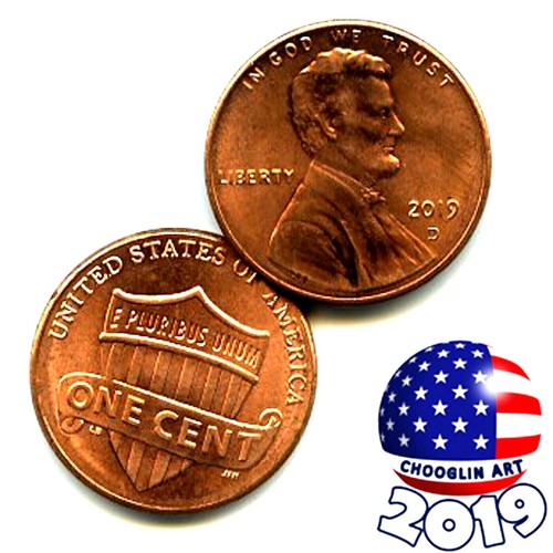 Usa 2019 one cent coin - one, 1¢