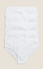 5 White Briefs Girls Underpants Knickers School Plain 100% Cotton