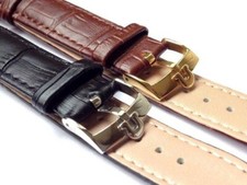 New 18mm/19MM/20mm Genuine Leather Gents Watch Strap for OMEGA, Black/ Brown.
