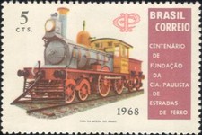 Brazil 1968 Sao Paulo Railway/Steam Engine/Trains/Rail/Transport 1v (n24164)
