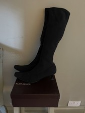 Womens Boots Size 42 KURT GEIGER Pull On Stretch Ladies Knee High Kitten Heel