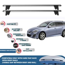 Roof Bars Cross Bars for Mazda 6 Gh1/Gh2 Estate 2008-2012 Lockable 2X Grey
