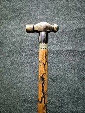 Handcrafted Vintage Solid Axe Head Handle Victorian Wooden Walking Stick Cane