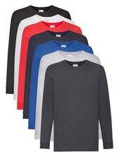 Plain Cotton Kids Long Sleeve Tee Fruit of the Loom Childs Boys Girls T-Shirt