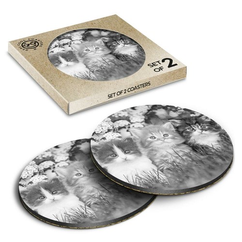 Boxed round coasters - boxed, bw