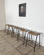 Set Of 5 Vintage Industrial School Laboratory Stools