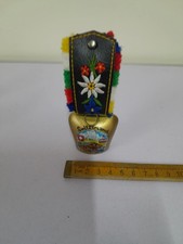 Switzerland Vintage Cow/ Goat Bell Brass with Floral Design Vintage Collectible