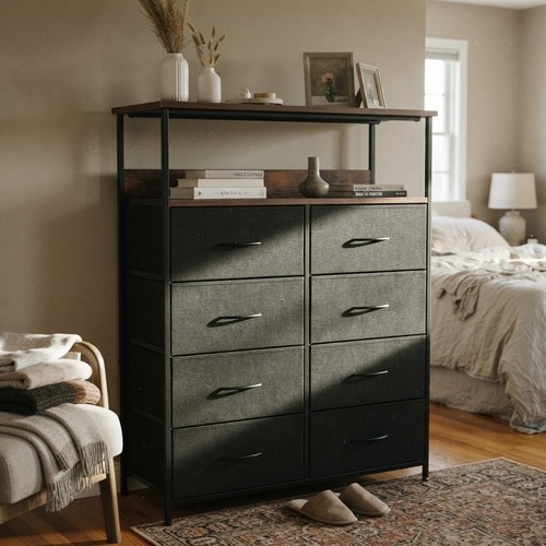 Black wooden chest drawers - of,