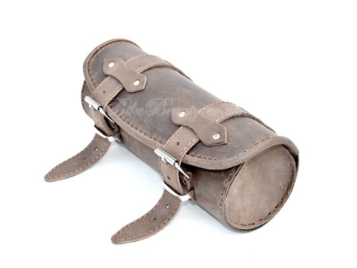 Top brown leather pouch - leather,