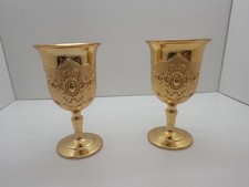  2 Pcs Metal White Wine Glass Gold Chalice Goblet Medieval Goblets