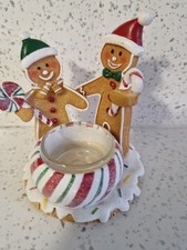 Yankee candle Christmas Gingerbread Couple Candy Canes Tealight Holder.