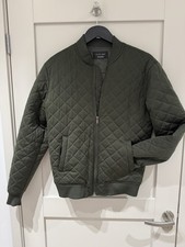 Men’s / Boys Dark Green Diamond Quilted  Jacket Small 18” Zara Man 